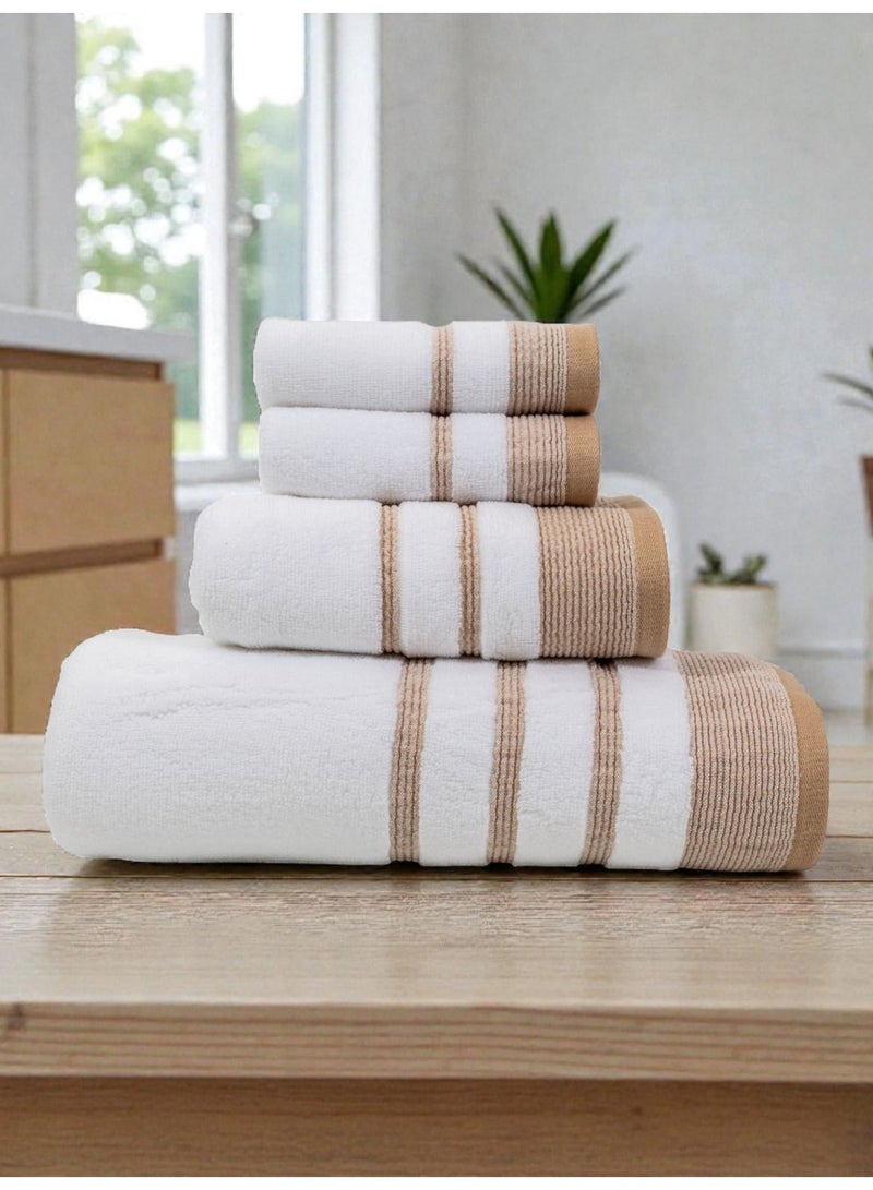 بالتيك لينين طقم مناشف إليسيان من أربع قطع - ٥٥٠ جرامًا للمتر المربع | قطن ناعم وعالي الامتصاص | ٥٠×٩٠ سم، ٧٠×١٤٠ سم، ٣٣×٣٣ سم من بالتيك لينين - Image 2