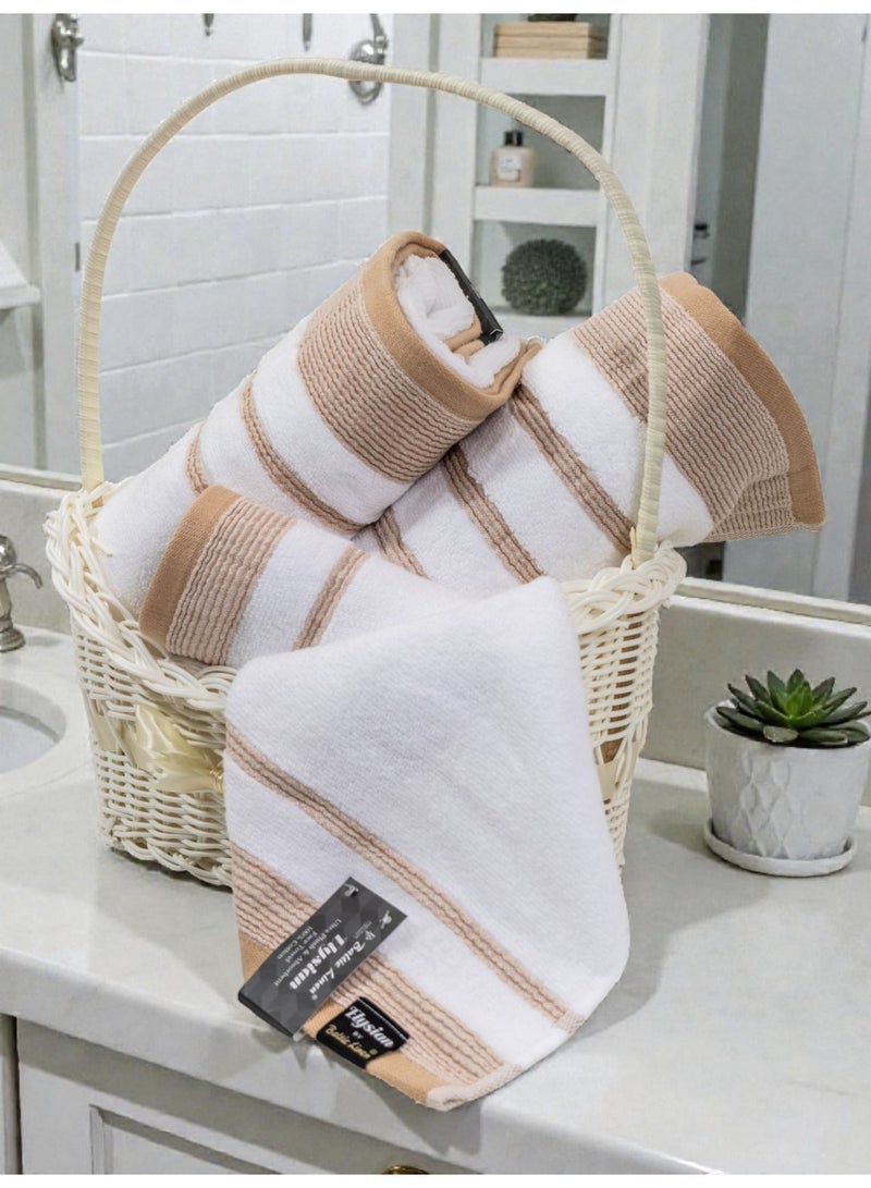 بالتيك لينين طقم مناشف إليسيان من أربع قطع - ٥٥٠ جرامًا للمتر المربع | قطن ناعم وعالي الامتصاص | ٥٠×٩٠ سم، ٧٠×١٤٠ سم، ٣٣×٣٣ سم من بالتيك لينين - Image 4