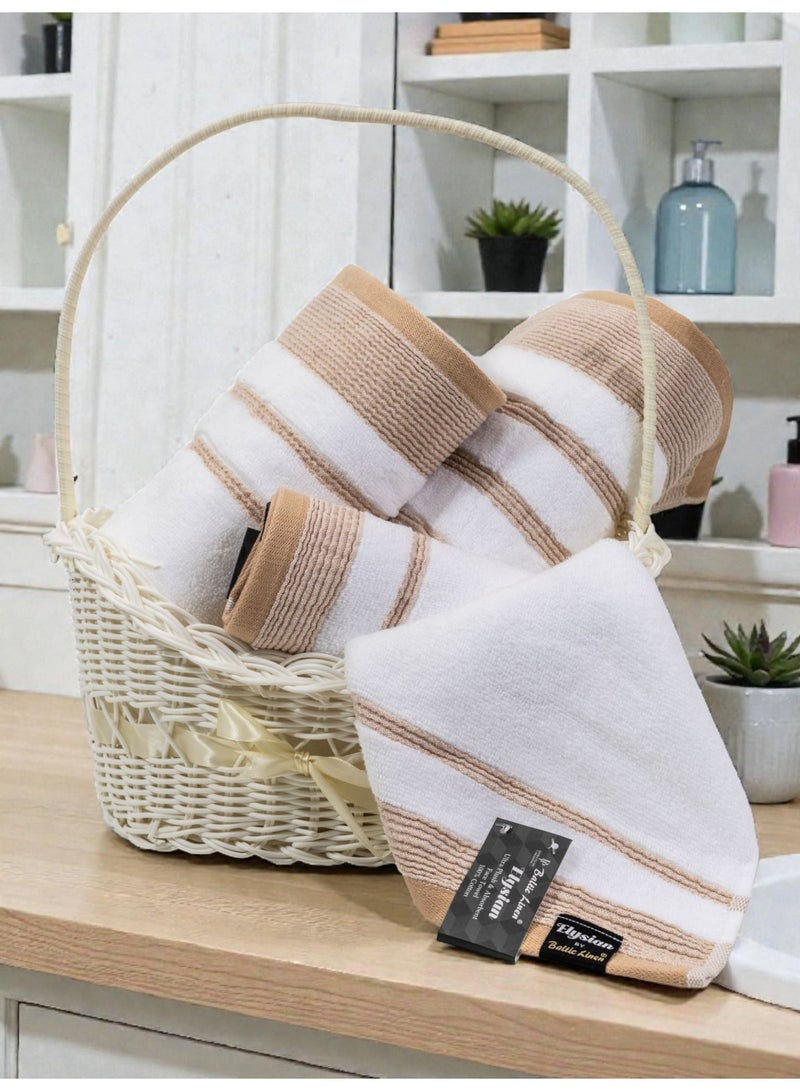 بالتيك لينين طقم مناشف إليسيان من أربع قطع - ٥٥٠ جرامًا للمتر المربع | قطن ناعم وعالي الامتصاص | ٥٠×٩٠ سم، ٧٠×١٤٠ سم، ٣٣×٣٣ سم من بالتيك لينين - Image 5