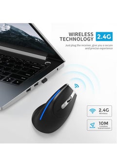 Excefore Ergonomic Mouse, Wireless Vertical Mouse, Rechargeable Optical Mice, 6 Button Vertical Mouse with USB Receiver, Silent Mouse with Adjustable DPI 1000/1600/2400, Compatible with Windows and MAC OS  - Image 4