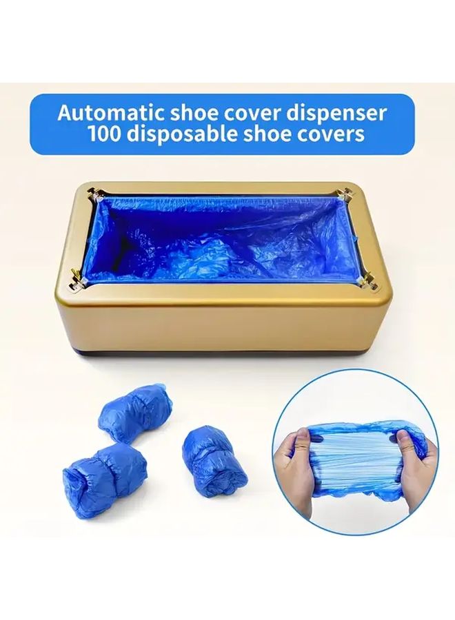 Automatic Shoe Cover Dispenser With 100 Disposable Waterproof Dustproof Covers Golden - Image 4