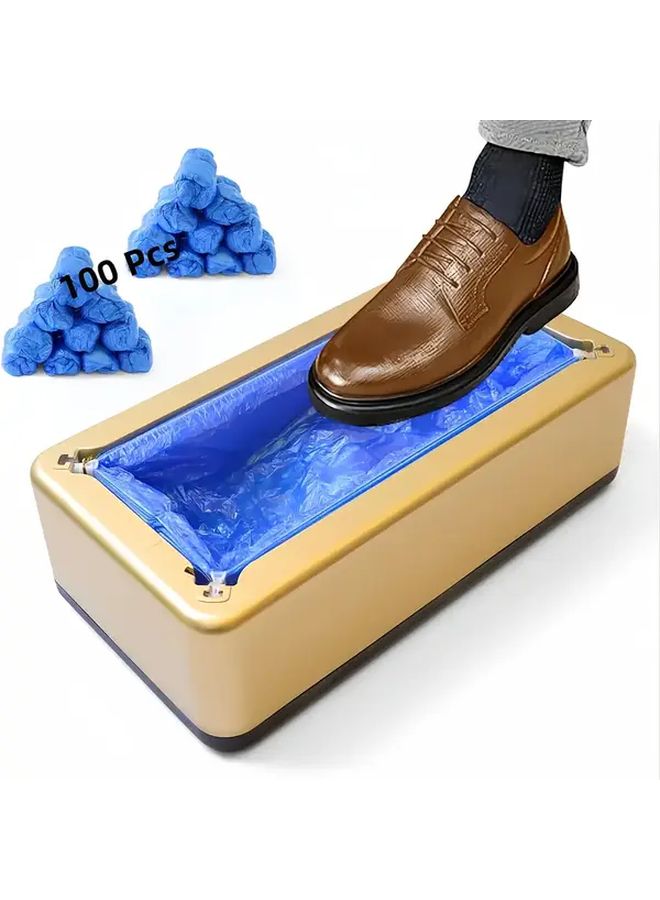 Automatic Shoe Cover Dispenser With 100 Disposable Waterproof Dustproof Covers Golden - Image 1