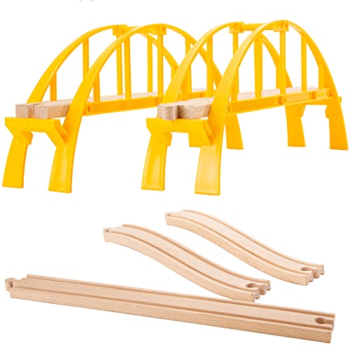 ORBRIUM Super Long Double Span Arch Bridge Almost 5 Ft Long for Wooden Railway Wood Train Tracks Compatible with Thomas, Brio, Chuggington, Melissa and Doug, Imaginarium Wooden Train - Image 5