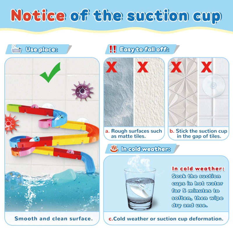 Fajiabao Bath Toys for Kids Ages 2-4-8 Mold Free Toddler Bath Toys 38 PCS Bathtub Shower Toys DIY Water Marble Run Slippery Slide Birthday Gift for 2 3 4 5 6 7 8 Year Old Boys Girls - Image 5