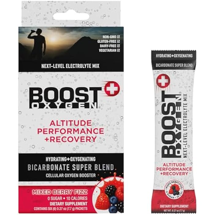 Boost Oxygen Next-Level Hydration Packet | Electrolyte & Bicarbonate Super Blend | Supports Healthy Circulation for Hydration, Oxygenation, Occasional Fatigue & Recovery | Mixed Berry (6 Pack) - Image 1