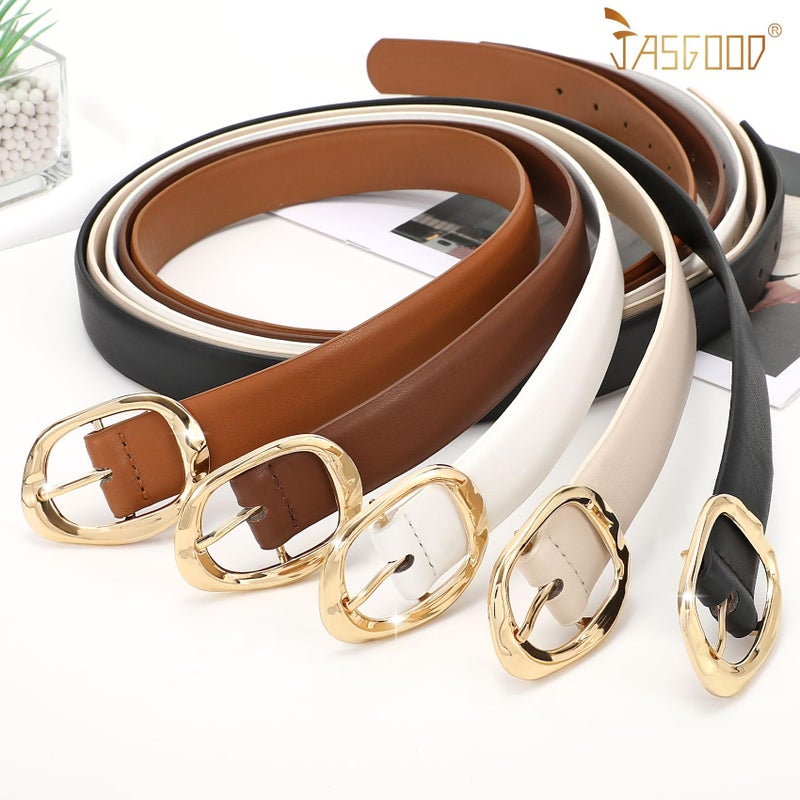 JASGOOD 3 Pack Black Belts for Women Leather Belts for Jeans Pants Ladies Waist Belt Fashion Black Belt with Gold Buckle - Image 5