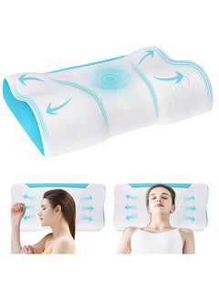 Memory Foam Bed Pillow, Adjustable Ergonomic Cervical Sleeping Neck Pillow, Neck Support Pillow for Shoulder and Neck Pain Relief, Orthopedic Pillow for Side Sleeping with Washable Cover