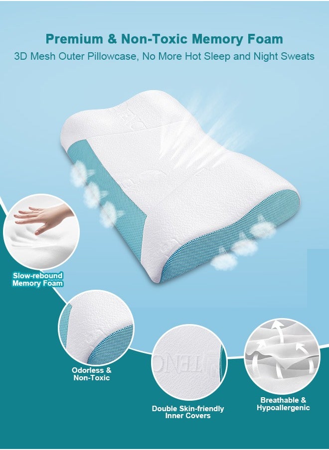 HomarKet - Memory Foam Bed Pillow, Adjustable Ergonomic Cervical Sleeping Neck Pillow, Neck Support Pillow for Shoulder and Neck Pain Relief, Orthopedic Pillow for Side Sleeping with Washable Cover - Image 1