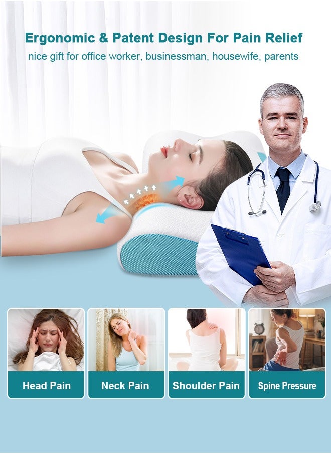 HomarKet - Memory Foam Bed Pillow, Adjustable Ergonomic Cervical Sleeping Neck Pillow, Neck Support Pillow for Shoulder and Neck Pain Relief, Orthopedic Pillow for Side Sleeping with Washable Cover - Image 1
