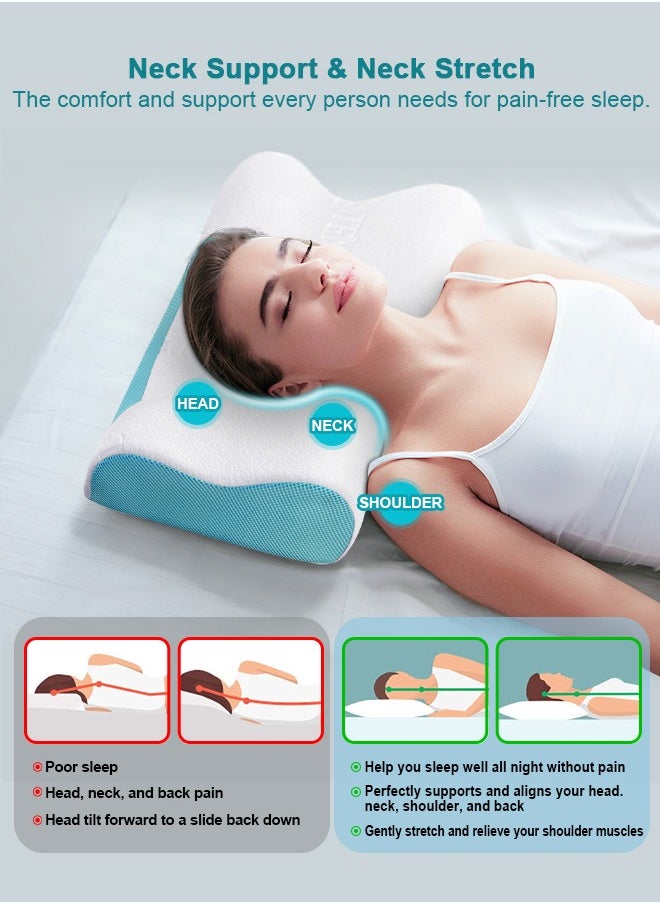 HomarKet - Memory Foam Bed Pillow, Adjustable Ergonomic Cervical Sleeping Neck Pillow, Neck Support Pillow for Shoulder and Neck Pain Relief, Orthopedic Pillow for Side Sleeping with Washable Cover - Image 1