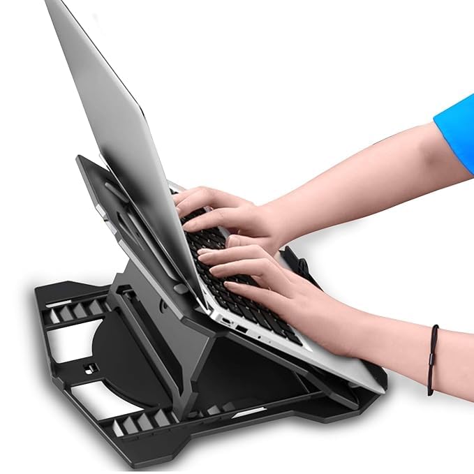 Aliens 2-in-1 Laptop and Mobile Foldable Stand, Adjustable Height, Ventilated, Anti-Slip Base Compatible with MacBook, Asus, Tablet, ipad, iPhone, Samsung, Smartphone and All Laptops Up to 15.6"-BLK - Image 2