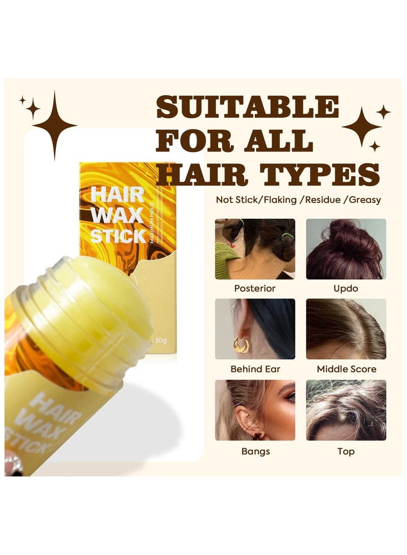 Hair Wax Stick, Hair Slick Back Stick, Styling Agent for Slick Back, Edge Control, and Frizz Smoothing for Women u0026 Men, No Residue Hair Finishing Stick for Flyaways 1.05 Fl Oz (Orange) - Image 3
