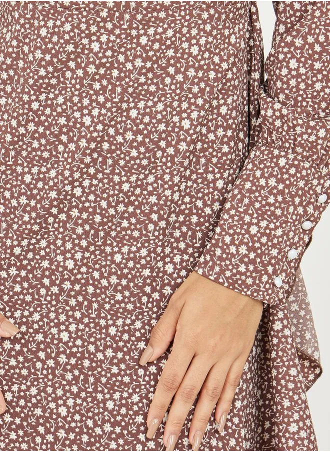ستايلي Floral Ditsy Print Wrap Maxi Dress