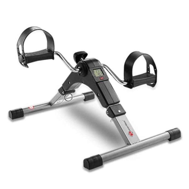 Home physiotherapy and light arm/leg exercise: aluminum alloy mini cycle pedal exerciser in black with adjustable resistance and digital display - Image 1