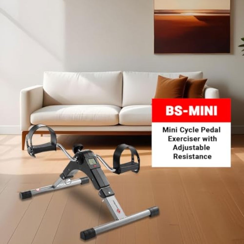 Home physiotherapy and light arm/leg exercise: aluminum alloy mini cycle pedal exerciser in black with adjustable resistance and digital display - Image 2