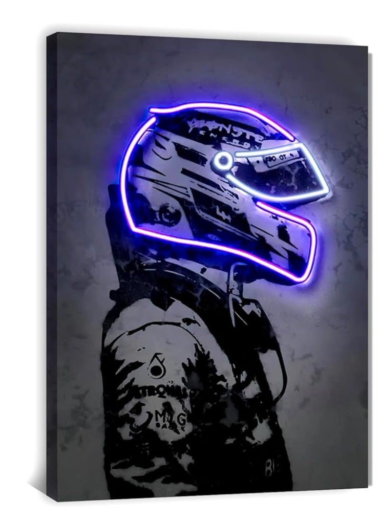 مؤسسة فكرة اليوم اليوم فكرة سباق سوبر ستار قماش يطبع سائق المتسابق ملصق - سيارة جدار الفن الرياضة غرفة ديكور ملصقات سباق النيون لغرفة المعيشة غرفة نوم بار ديكور المنزل الجمالية، قماش ملفوف (16x24، الأزرق) - Image 1