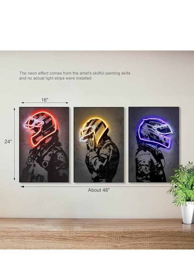 مؤسسة فكرة اليوم اليوم فكرة سباق سوبر ستار قماش يطبع سائق المتسابق ملصق - سيارة جدار الفن الرياضة غرفة ديكور ملصقات سباق النيون لغرفة المعيشة غرفة نوم بار ديكور المنزل الجمالية، قماش ملفوف (16x24، الأزرق) - Image 2