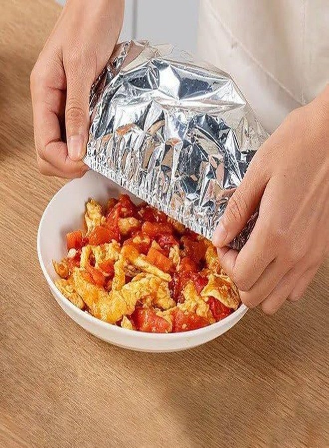KN ENTERPRISE RIMEEP Adjustable Aluminum Foil Food Cover, Reusable Bowl Cover, Kitchen Insulation Film (Pack of 5) - Image 2