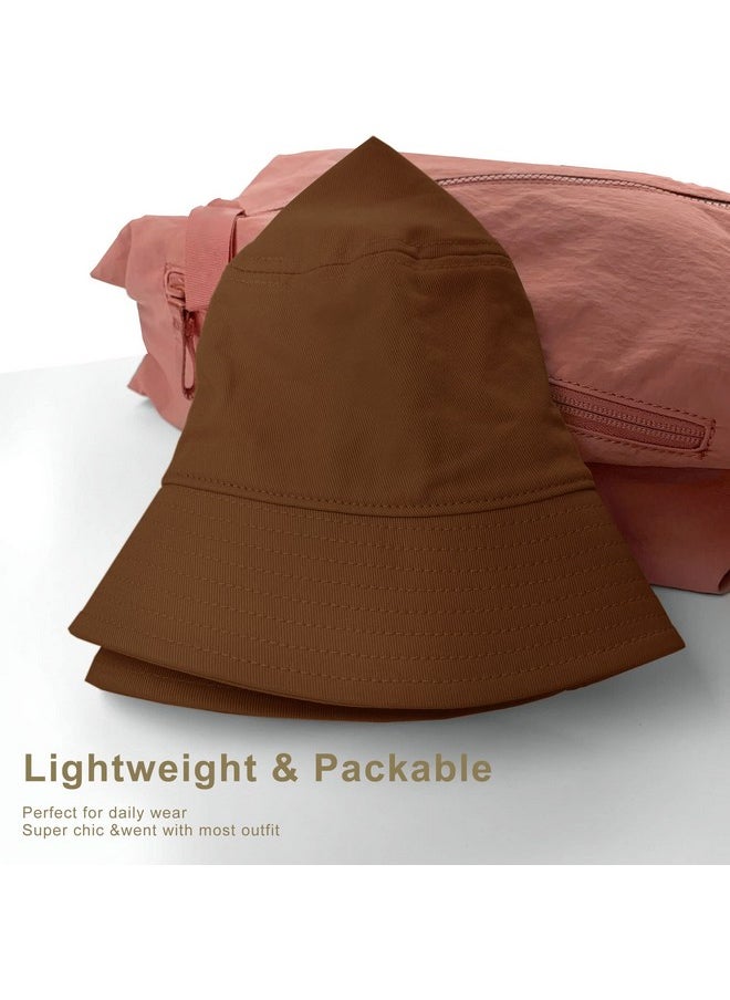 GADIEMKENSD - Cotton Bucket Hat For Womens Summer Sun Protection Upf 50 Bucket Hats For Men Lightweight Packable Outdoor Travel Hat For Travelling Golf Hiking Camping Brown - Image 1