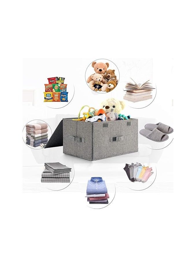 Fabric Collapsible Toy box Large Foldable Storage Boxes for Clothes Wardrobe, Closet, Shelf Grey  - Image 2