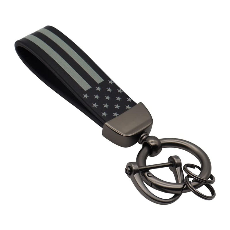 Elegananccy Black American USA Flag Car Keychain with Zinc Alloy Ring, Men Car Accessories - Image 1