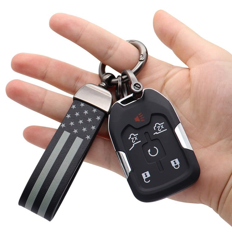 Elegananccy Black American USA Flag Car Keychain with Zinc Alloy Ring, Men Car Accessories - Image 3