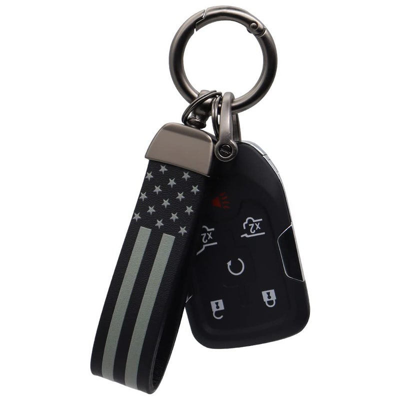 Elegananccy Black American USA Flag Car Keychain with Zinc Alloy Ring, Men Car Accessories - Image 5