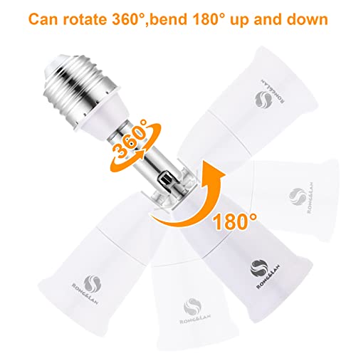 RONG&LAN E26/E27 Light Socket Extender，180 Degree Bendable, Extension Socket Extender Adapter, E26/E27 to E26/E27 Adjustable Extension, Flexible Medium Light Bulb Socket Converter (5.5inch 4-Pack) - Image 3