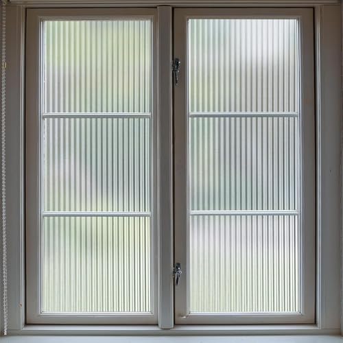 WALLTON Privacy Vinyl Frosted Window Film Glass Sticker Self-Adhesive Film Tint Wallpaper Opaque Sheet for Glass Privacy Cover Window, Door, Office, Home.| Anti-UV. (24x48 Inch, 3D Fluted) - Image 1