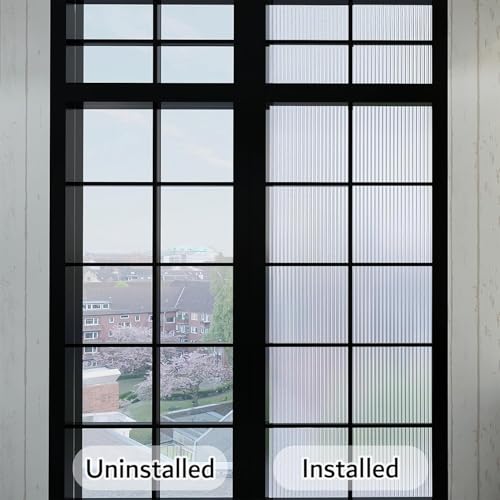 WALLTON Privacy Vinyl Frosted Window Film Glass Sticker Self-Adhesive Film Tint Wallpaper Opaque Sheet for Glass Privacy Cover Window, Door, Office, Home.| Anti-UV. (24x48 Inch, 3D Fluted) - Image 3