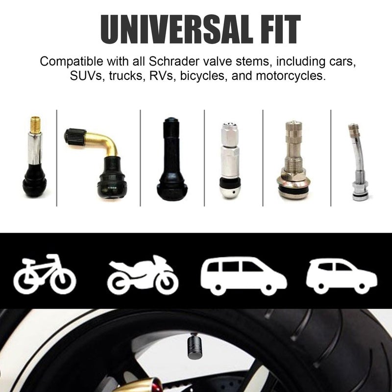 DESOUL Tire Valve Stem Caps - (4 Pack) Premium Metal Air Caps with Plastic Liner, Durable, Corrosion Resistant and Leak-Proof, Universal Fit for Cars, Trucks, Motorcycles, and Bikes - Black - Image 5