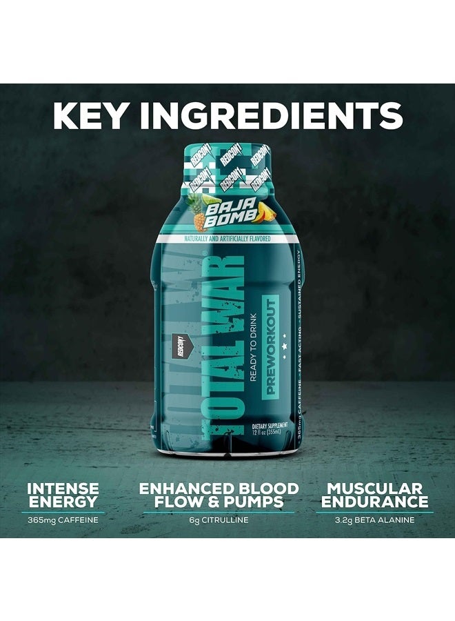 REDCON1 Total War Ready to Drink Preworkout, Sour Gummy Bear - 350mg of Fast Acting RTD Caffeine - Beta Alanine + Citrulline Malate for Increased Pump - Keto Friendly Workout Drink (12 Servings) - Image 5