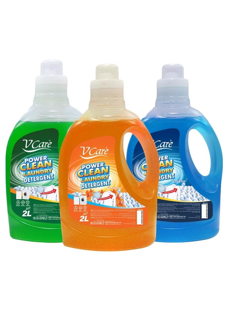 VCare Assorted Laundry Detergent Liquid 3 x 2L  - Image 1