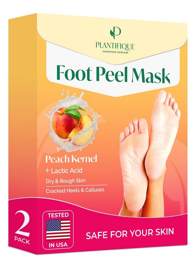 Plantifique Foot Peel Mask With Peach 2 Pack Peeling Foot Mask Dermatologically Tested Repairs Heels & Removes Dry Dead Skin For Baby Soft Feet Exfoliating Foot Peel Mask For Dry Cracked Feet - Image 1