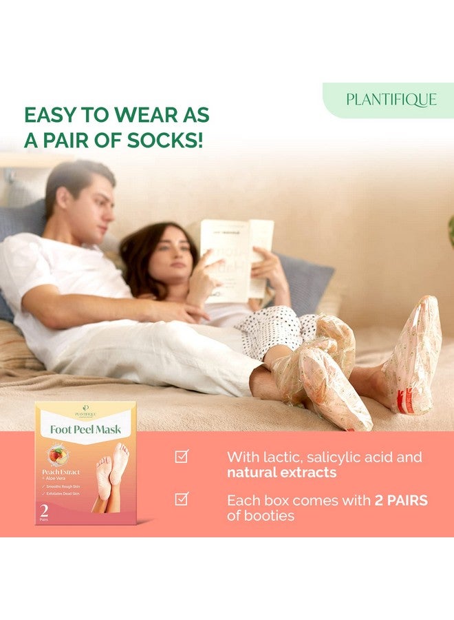 Plantifique Foot Peel Mask With Peach 2 Pack Peeling Foot Mask Dermatologically Tested Repairs Heels & Removes Dry Dead Skin For Baby Soft Feet Exfoliating Foot Peel Mask For Dry Cracked Feet - Image 5