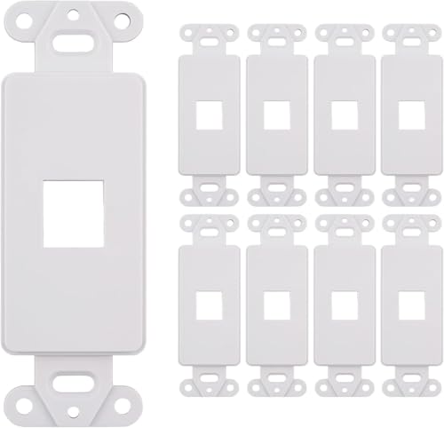 SATMAXIMUM 10 Pack Keystone Wall Plate 1 Port, White Decorator Insert Cover for Ethernet, HDMI, Coax, Cat6 Cat5, RJ45, Home & Office Installations - Image 1