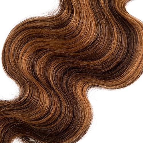 Lovenea Brown Highlight Ombre Body Wave Human Hair Weave 3 Bundles 12 14 16 inch Brazilian 100% Remy Human Hair Weft Extensions(FB30, 12 14 16) - Image 5