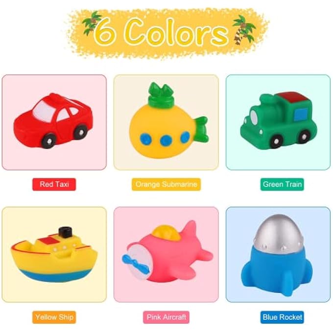 LIGHT-UP BATH TOYS SET - 6 PACK FLOATING BATH TOYS FOR BABY TODDLERS IN BATHTUB OR POOL - Image 2