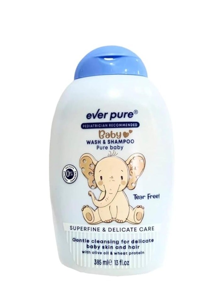 Ever pure wash & shampoo pure baby for kids 385ml