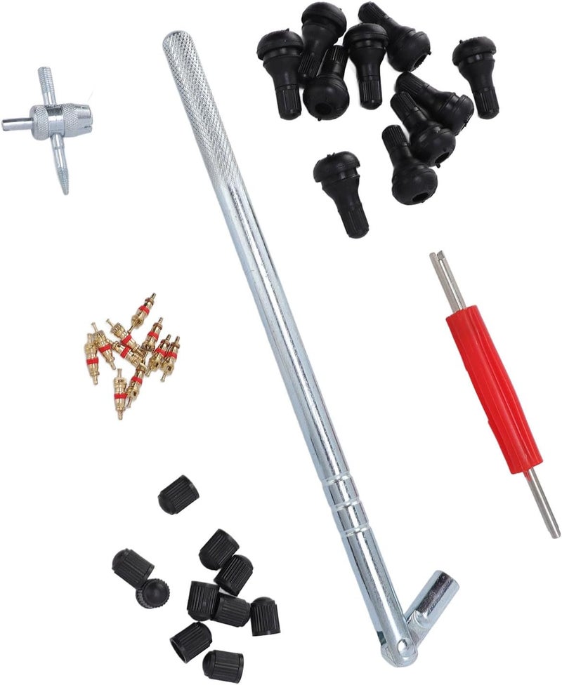 RiToEasysports Professional Tire Valve Core Tool Kit with 10 Valve Cores, 10 Valve Stems, 10 Valve Caps, 3 Installation Tools, Stainless Steel and Plastic Construction - Image 3