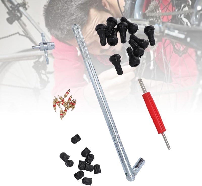 RiToEasysports Professional Tire Valve Core Tool Kit with 10 Valve Cores, 10 Valve Stems, 10 Valve Caps, 3 Installation Tools, Stainless Steel and Plastic Construction - Image 5