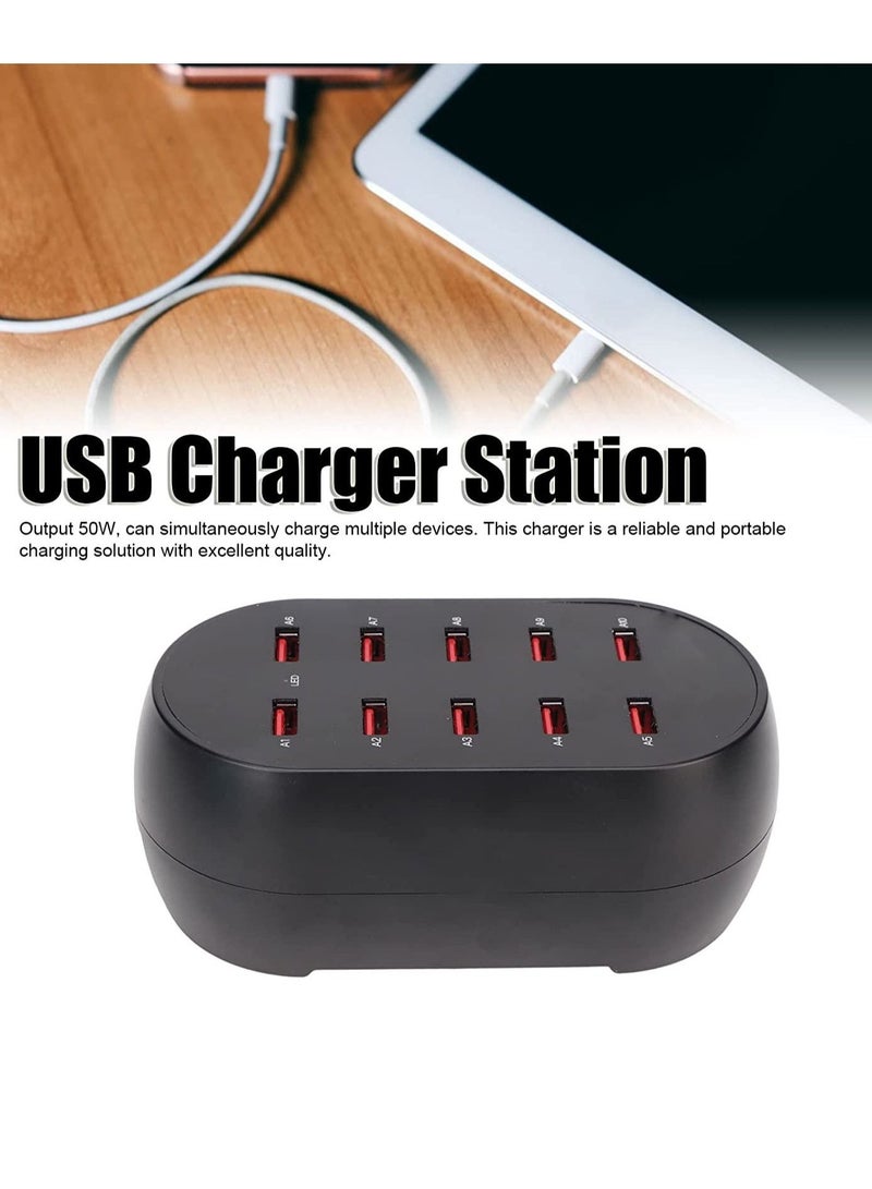 GENNEXT 60 Watt 10 Port USB Charging Station, Home Desktop USB Fast Charger with Auto Detect Technology, Family Sized Smart USB Charging Hub for Hotel Home Travel - Image 2