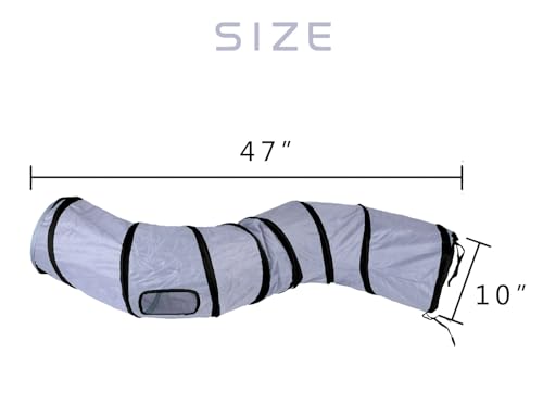 iCAGY Cat Tunnel for Indoor Cats Interactive, Rabbit Tunnel Toys, Pet Toys Play Tunnels for Cats Kittens Rabbits Puppies Crinkle Pop Up Gray 47" Shape S - Image 4