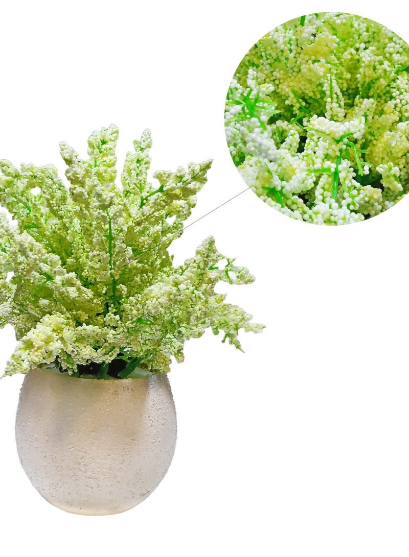 Artificial Potted light green and yellow flowers with 31 flowers planted by foam in a grey heavy pottery pot 20*25 cm with the plant - Image 2