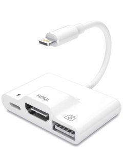General Lightning to USB HDMI Camera Adapter with Power Port 3 in 1 OTG Cable Compatible iPhone 12 11 X 8 7 iPad 1080P Digital AV Monitor Projector Drive Mouse Keyboard MIDI Rj45 9.2 14  - Image 1