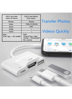 General Lightning to USB HDMI Camera Adapter with Power Port 3 in 1 OTG Cable Compatible iPhone 12 11 X 8 7 iPad 1080P Digital AV Monitor Projector Drive Mouse Keyboard MIDI Rj45 9.2 14  - Image 3