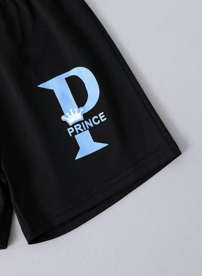 Take Two Take Two Boys Blue Prince Graphic T-Shirt and Shorts Set