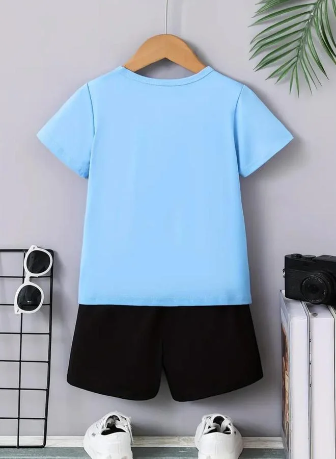 تايك تو Take Two Boys Blue Prince Graphic T-Shirt and Shorts Set