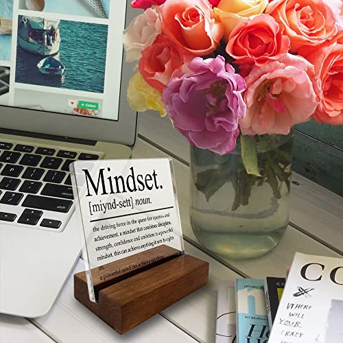 vizuzi Inspirational Home Office Desk Decor, Motivational Minimalist Decor Art Acrylic Plaque With Wooden Stand Sign Home Office Desk Sign Gift for Women Colleague Friend Cowoker - Image 2