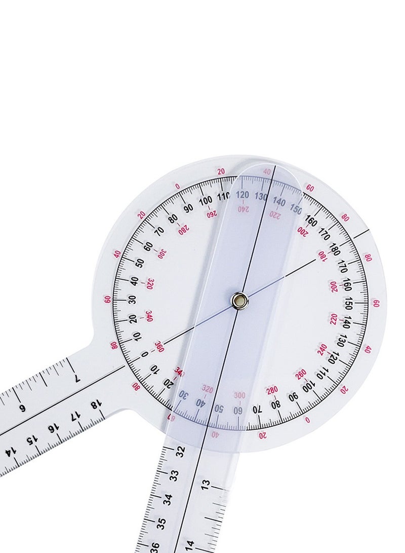 12 Inch 360 Degree Goniometer Transparent Protractor Plastic Angle Ruler - Image 2